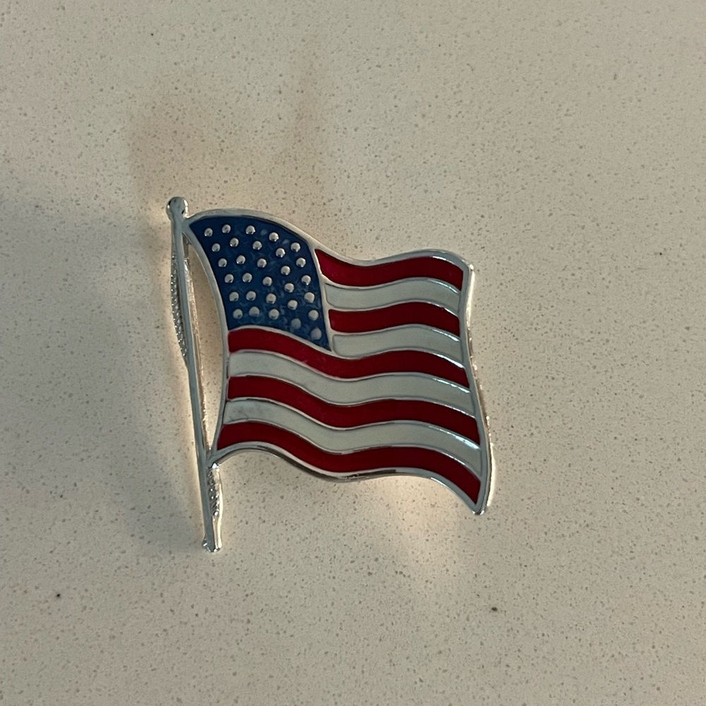 American Flag Pin - Red, White, and Blue Sterling Silver 925